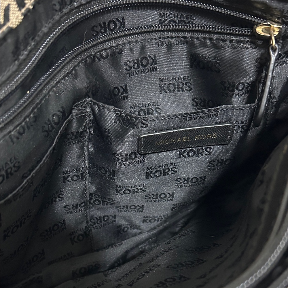 Michael Kors Black and Brown MK Logo Tote with Front Pocket - Picture 6 of 12